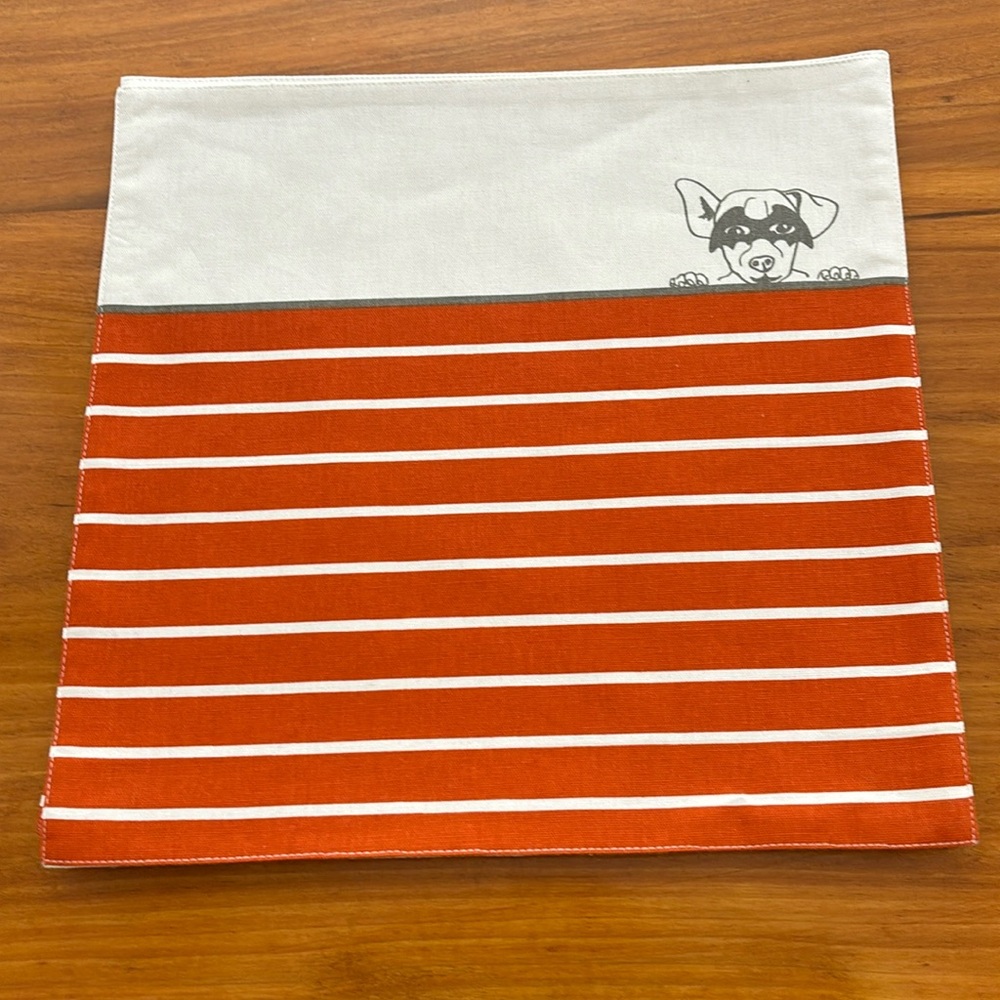 Ellen Degeneres Placemats Set of Four 15x15” Orange & White Stripes